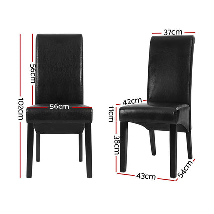 Artiss Dining Chairs Set of 2 Leather Parsons Chair Black.