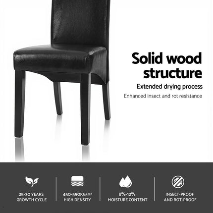 Artiss Dining Chairs Set of 2 Leather Parsons Chair Black.