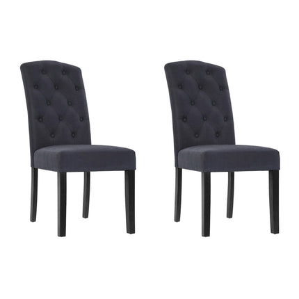 Artiss Dining Chairs Set of 2 Linen Parsons Chair Dark Grey.