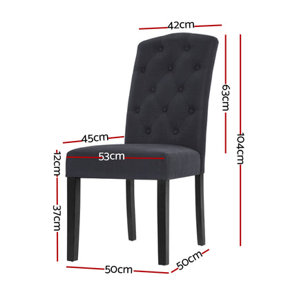 Artiss Dining Chairs Set of 2 Linen Parsons Chair Dark Grey.