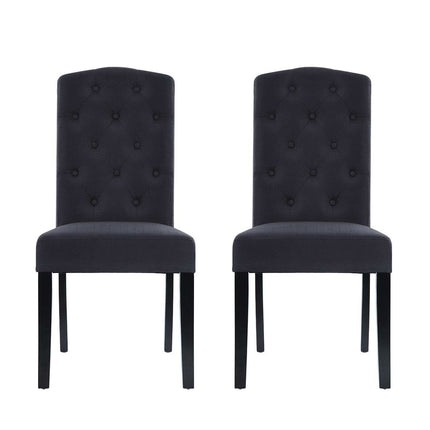 Artiss Dining Chairs Set of 2 Linen Parsons Chair Dark Grey.