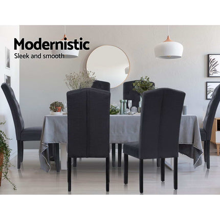 Artiss Dining Chairs Set of 2 Linen Parsons Chair Dark Grey.