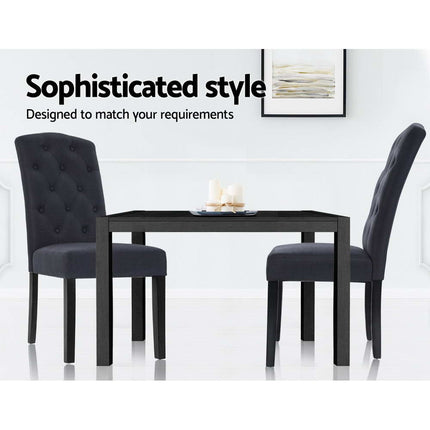 Artiss Dining Chairs Set of 2 Linen Parsons Chair Dark Grey.