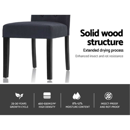 Artiss Dining Chairs Set of 2 Linen Parsons Chair Dark Grey.