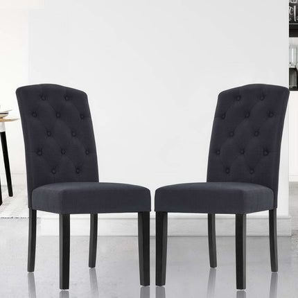 Artiss Dining Chairs Set of 2 Linen Parsons Chair Dark Grey.