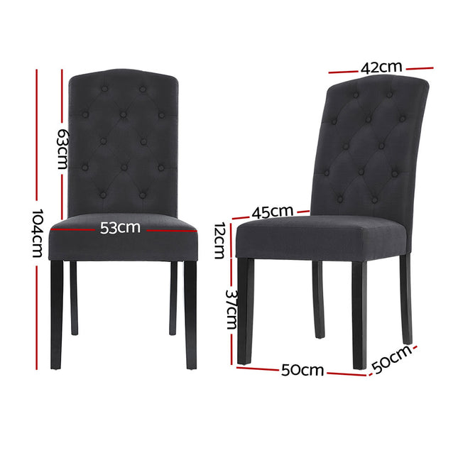 Artiss Dining Chairs Set of 4 Linen Parsons Chair Dark Grey.