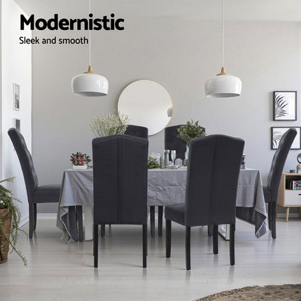 Artiss Dining Chairs Set of 4 Linen Parsons Chair Dark Grey.