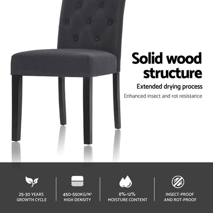 Artiss Dining Chairs Set of 4 Linen Parsons Chair Dark Grey.