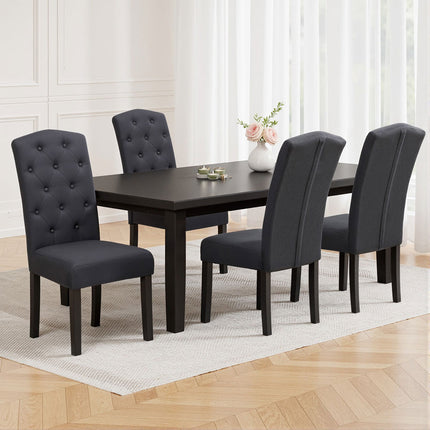 Artiss Dining Chairs Set of 4 Linen Parsons Chair Dark Grey.