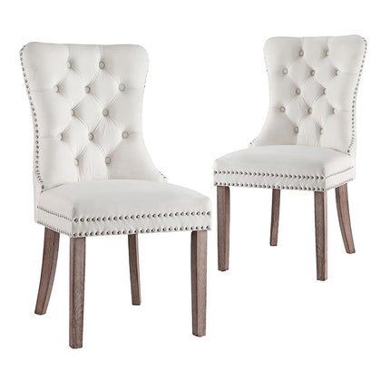 1 Set of 2 Artiss Dining Chairs Beige Velvet.