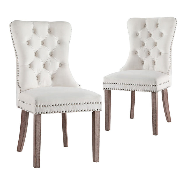 1 Set of 2 Artiss Dining Chairs Beige Velvet.
