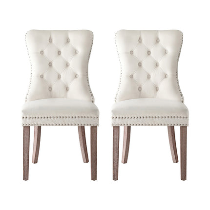 1 Set of 2 Artiss Dining Chairs Beige Velvet.