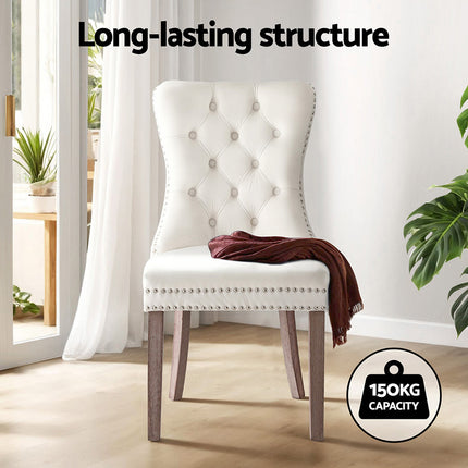 1 Set of 2 Artiss Dining Chairs Beige Velvet.