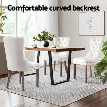 1 Set of 2 Artiss Dining Chairs Beige Velvet.
