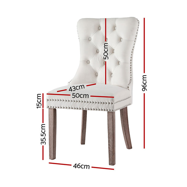 1 Set of 4 Artiss Dining Chairs Beige Velvet.