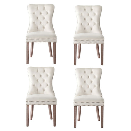 1 Set of 4 Artiss Dining Chairs Beige Velvet.