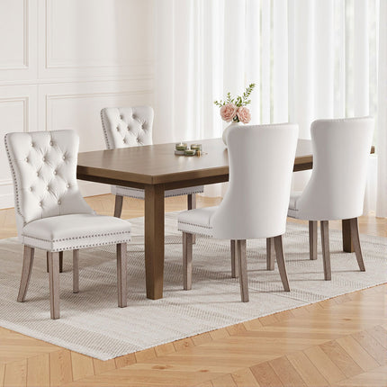 1 Set of 4 Artiss Dining Chairs Beige Velvet.