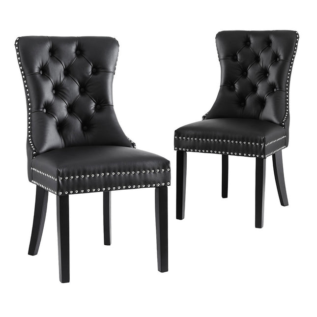 1 Set of 2 Artiss Dining Chairs Black Leather.