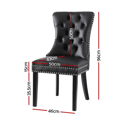 1 Set of 2 Artiss Dining Chairs Black Leather.