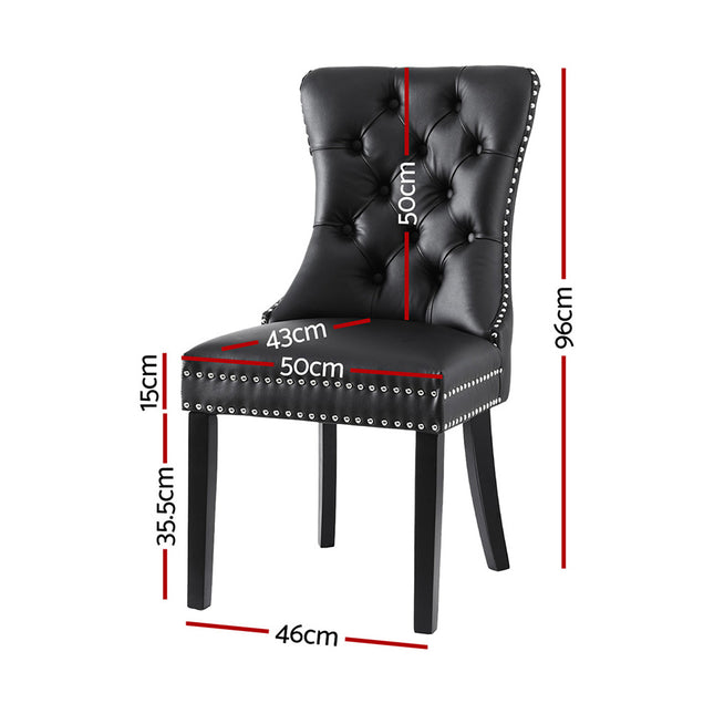 1 Set of 2 Artiss Dining Chairs Black Leather.