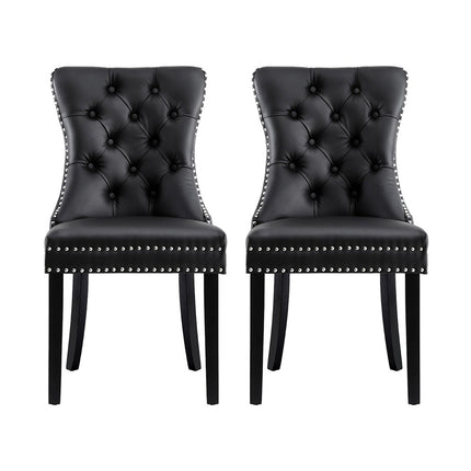 1 Set of 2 Artiss Dining Chairs Black Leather.