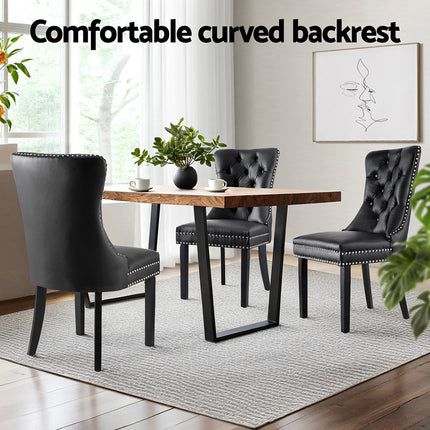 1 Set of 2 Artiss Dining Chairs Black Leather.