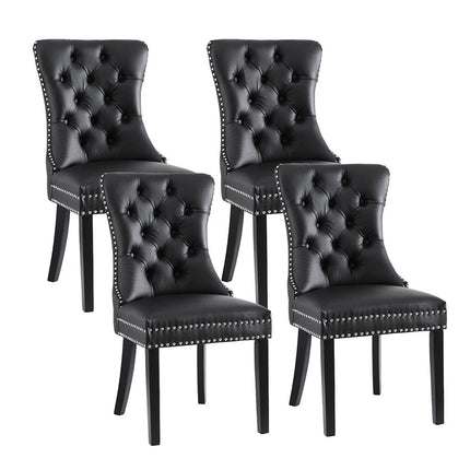 1 Set of 4 Artiss Dining Chairs Black Leather.
