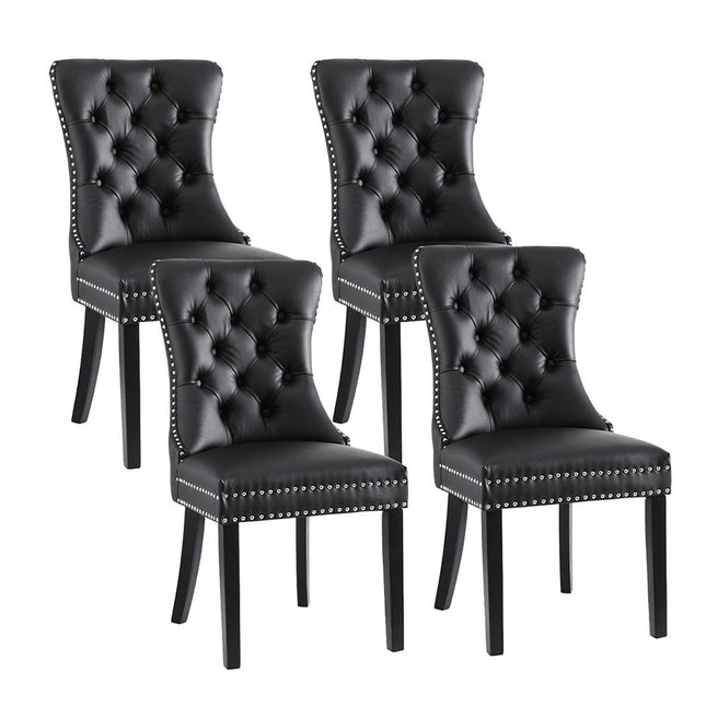 1 Set of 4 Artiss Dining Chairs Black Leather.