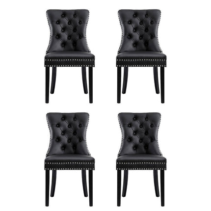 1 Set of 4 Artiss Dining Chairs Black Leather.