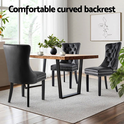 1 Set of 4 Artiss Dining Chairs Black Leather.