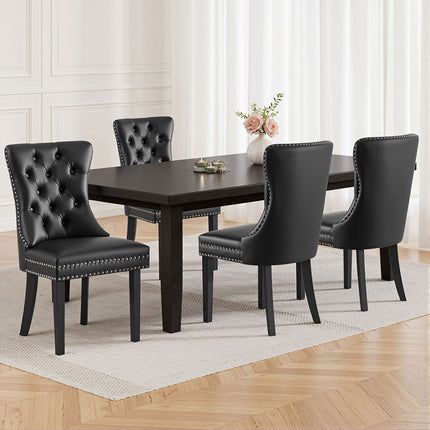 1 Set of 4 Artiss Dining Chairs Black Leather.