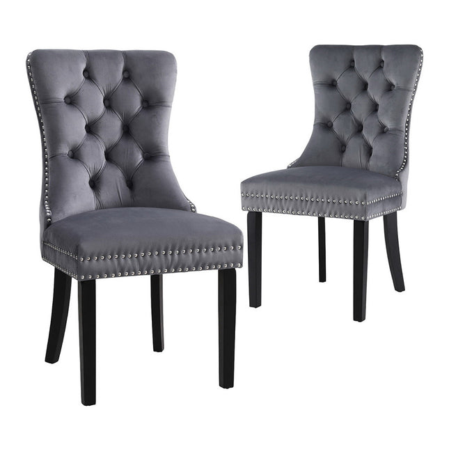 1 Set of 2 Artiss Dining Chairs Grey Velvet.