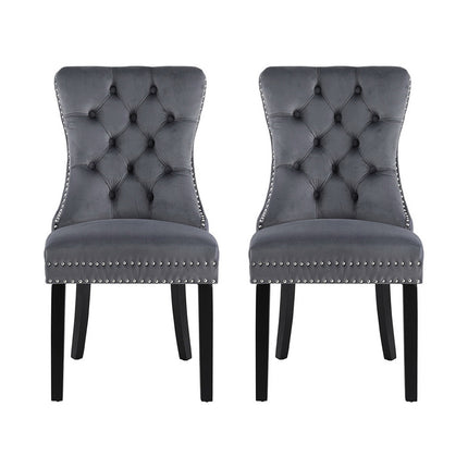 1 Set of 2 Artiss Dining Chairs Grey Velvet.