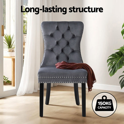 1 Set of 2 Artiss Dining Chairs Grey Velvet.
