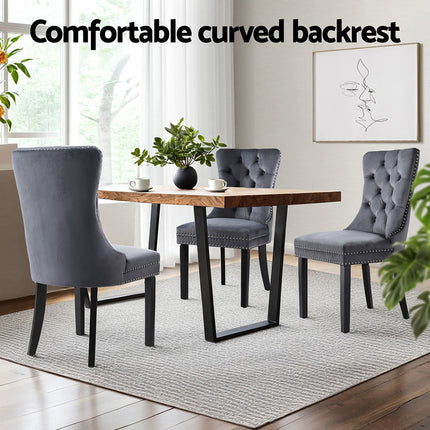 1 Set of 2 Artiss Dining Chairs Grey Velvet.