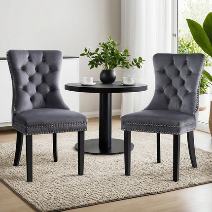 1 Set of 2 Artiss Dining Chairs Grey Velvet.