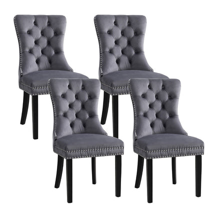 1 Set of 4 Artiss Dining Chairs Grey Velvet.