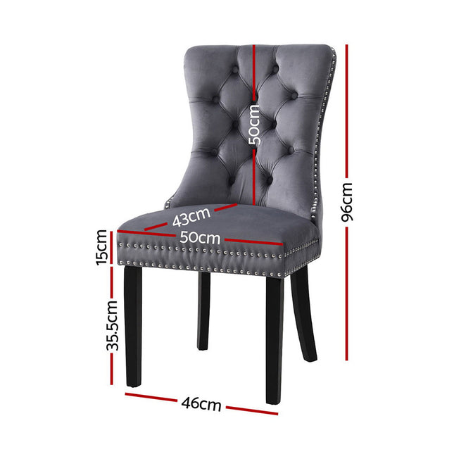1 Set of 4 Artiss Dining Chairs Grey Velvet.