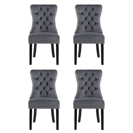 1 Set of 4 Artiss Dining Chairs Grey Velvet.