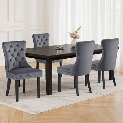 1 Set of 4 Artiss Dining Chairs Grey Velvet.