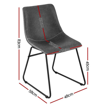 Artiss 4x Dining Chairs Retro PU Leather Kitchen Lounge Cafe Accent Chair Grey.