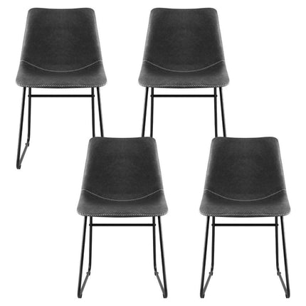 Artiss 4x Dining Chairs Retro PU Leather Kitchen Lounge Cafe Accent Chair Grey.