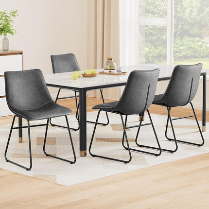 Artiss 4x Dining Chairs Retro PU Leather Kitchen Lounge Cafe Accent Chair Grey.