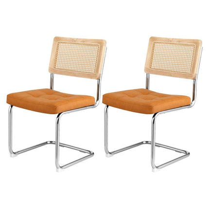 Artiss Dining Chairs Set of 2 PU Leather Rattan Cantilever Brown.