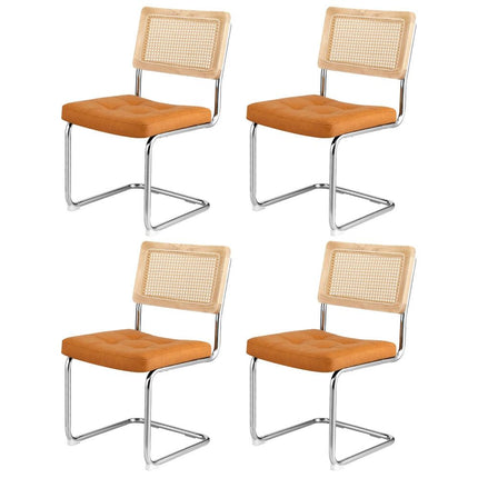 Artiss Dining Chairs Set of 4 PU Leather Rattan Cantilever Brown.