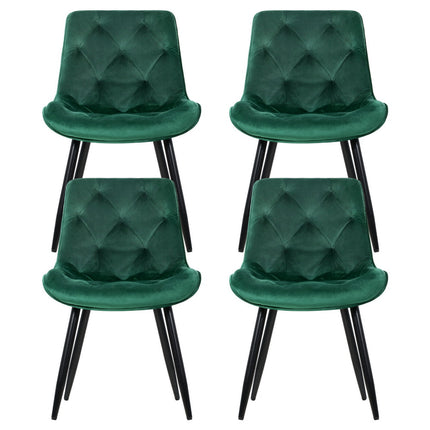 Artiss Dining Chairs Set of 4 Velvet Diamond Tufted Green.