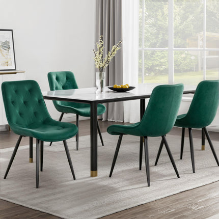 Artiss Dining Chairs Set of 4 Velvet Diamond Tufted Green.