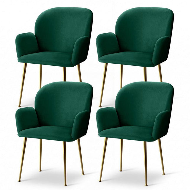 Artiss Dining Chairs Set of 4 Velvet Armchair Green.