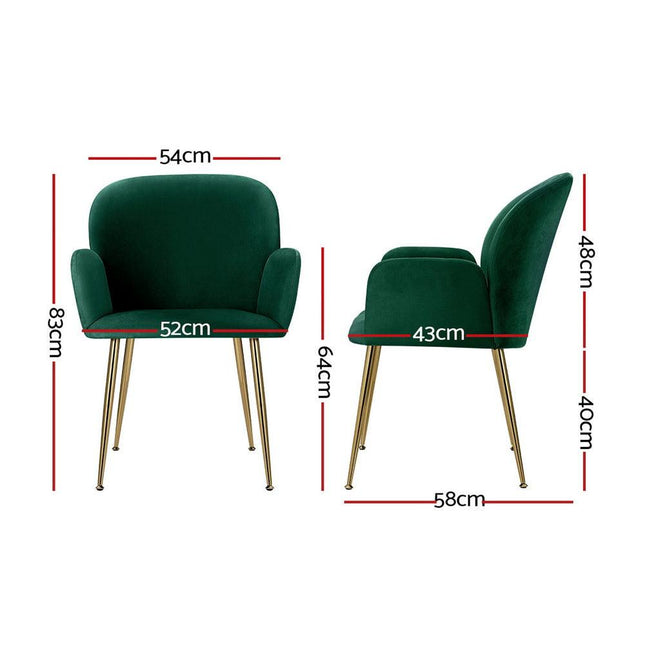 Artiss Dining Chairs Set of 4 Velvet Armchair Green.