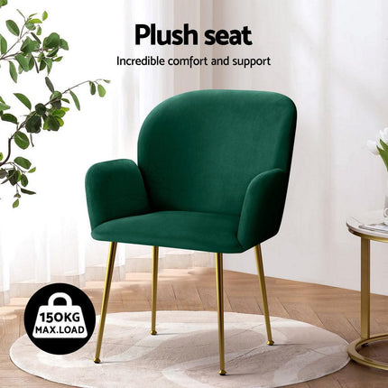 Artiss Dining Chairs Set of 4 Velvet Armchair Green.
